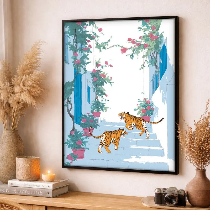 Feline Grace Canvas Wall Painting - Black Frame media 3