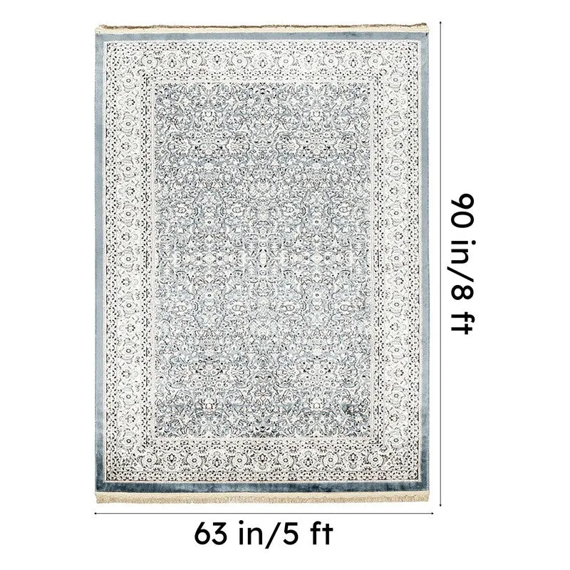Kashira Art Silk Carpet - Light Blue media 8