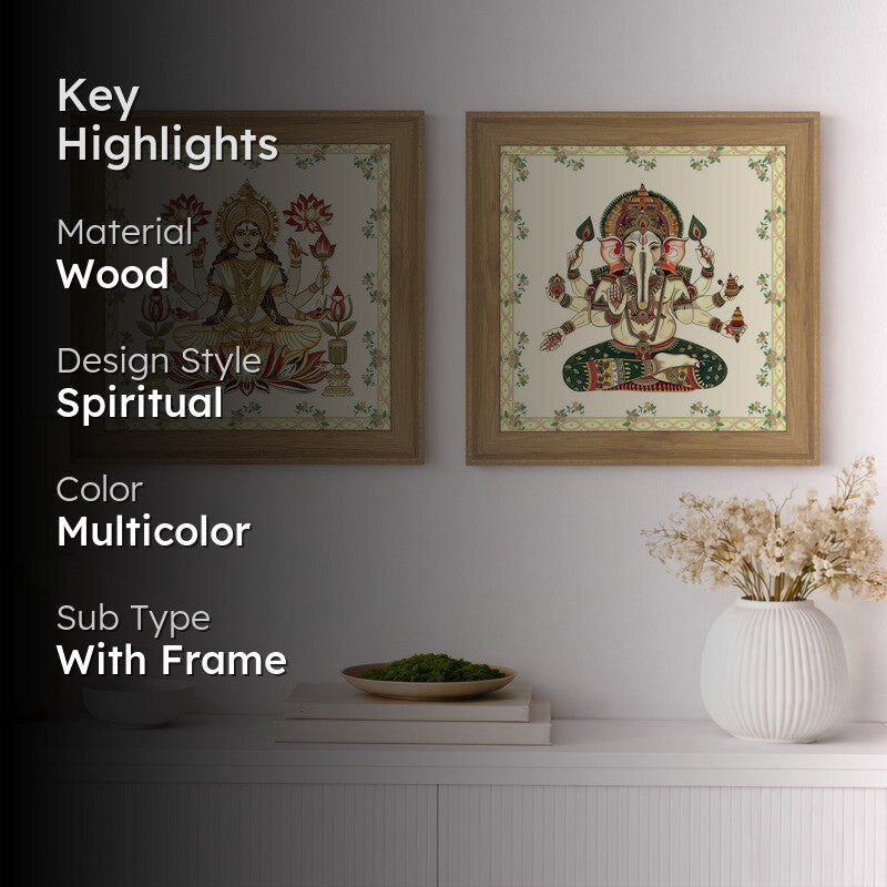 Shri Mahalaxmi Vinayaka Wall Art - Set Of Two media 2