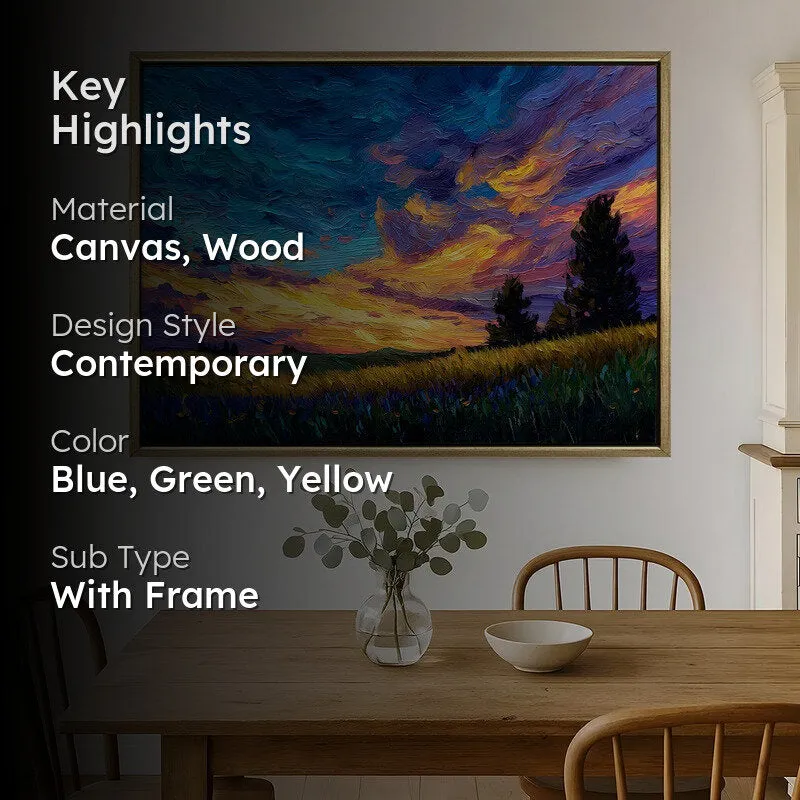 Violet Skies Canvas Wall Painting With Frame media 2
