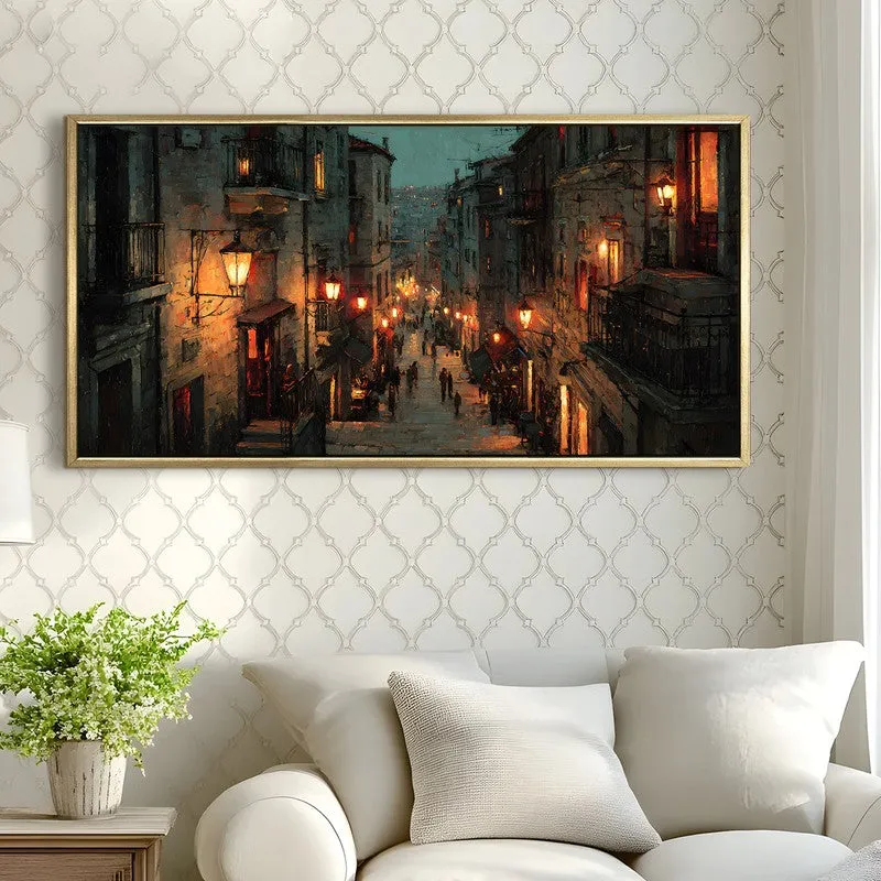 Lantern Alley Canvas Wall Painting With Frame media 4