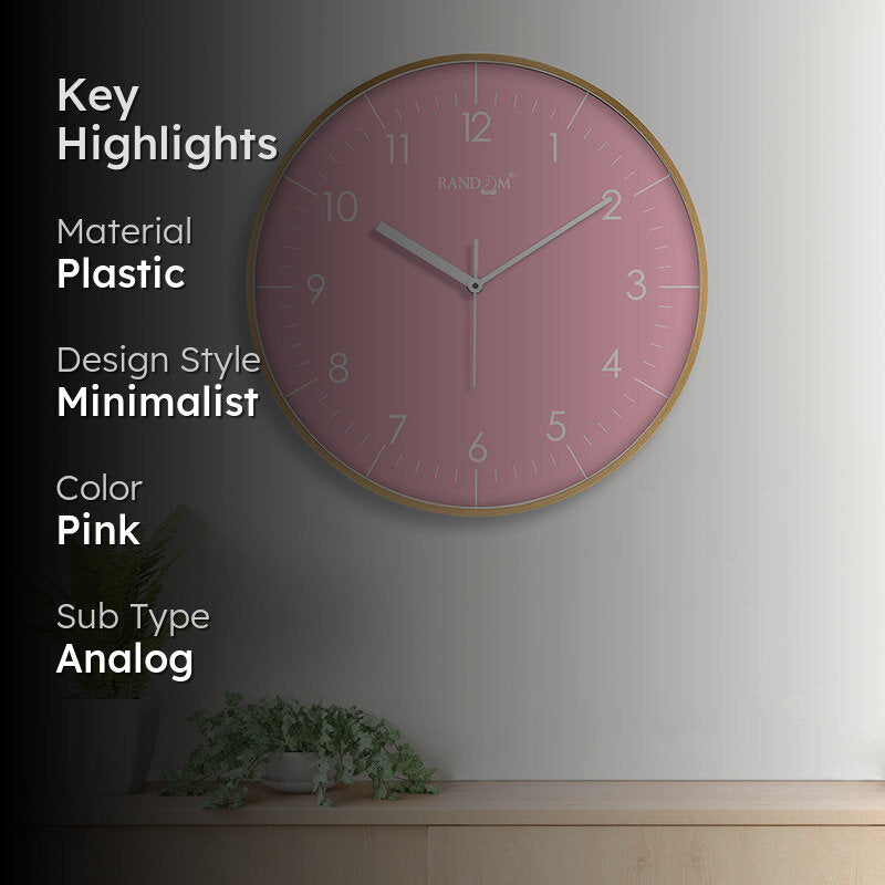 Benot Gold Analog Wall Clock - Light Pink media 2