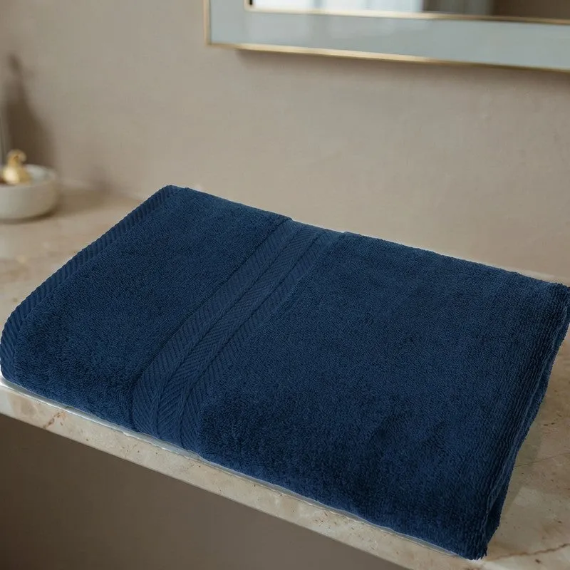 PlushAura Cotton Bath Towel (Dark Blue) media 3