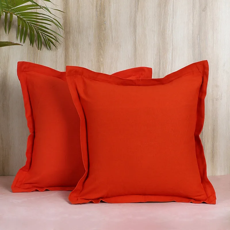 Swayam Tona Printed Cushion Cover (Orange) - Set of Two media 1