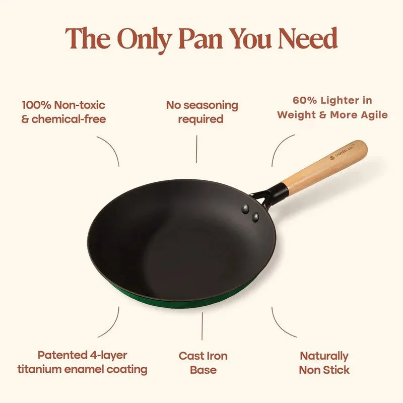 Cumin Co Enamel Cast Iron Frying Pan (Green) - 1500 mL media 11
