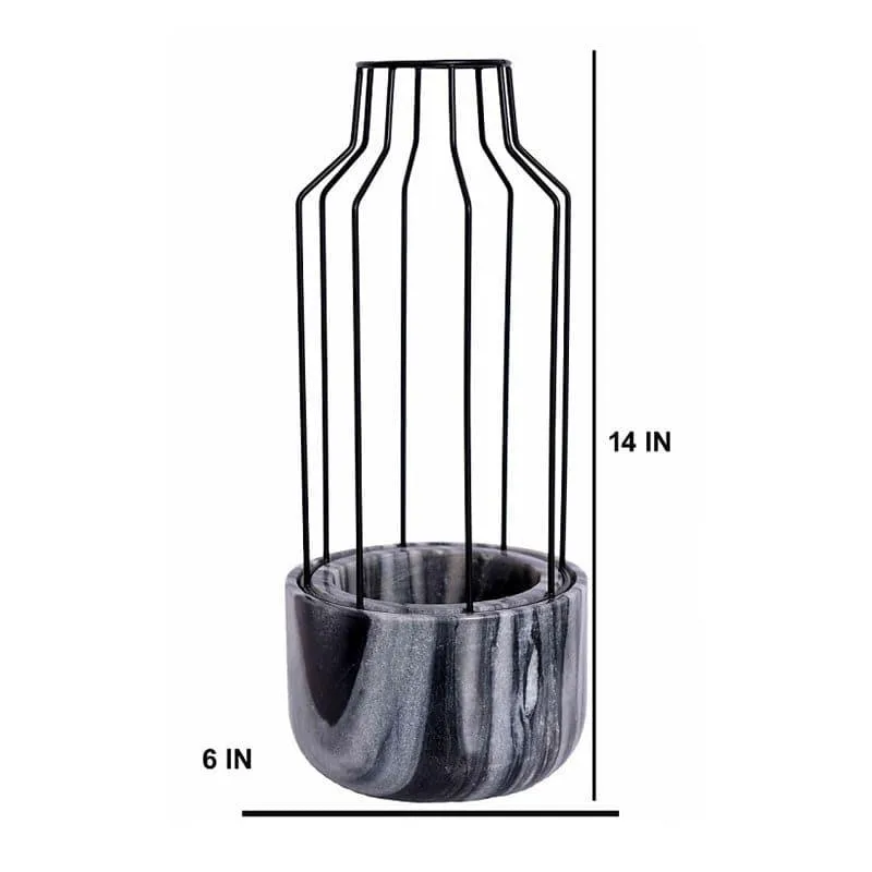 Black Mesh Eartha Hand Crafted Marble Planter - Grey media 5