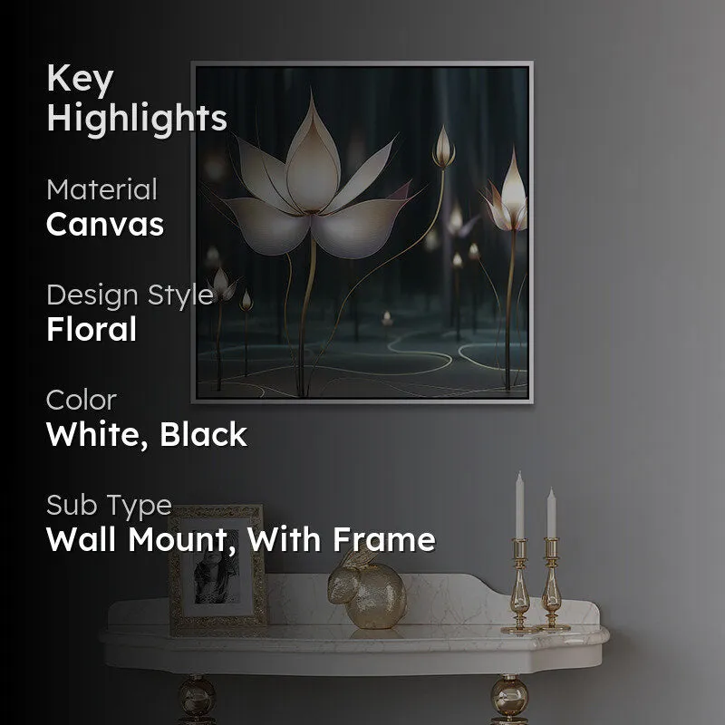 White Lotus Canvas Wall Art With Frame media 2