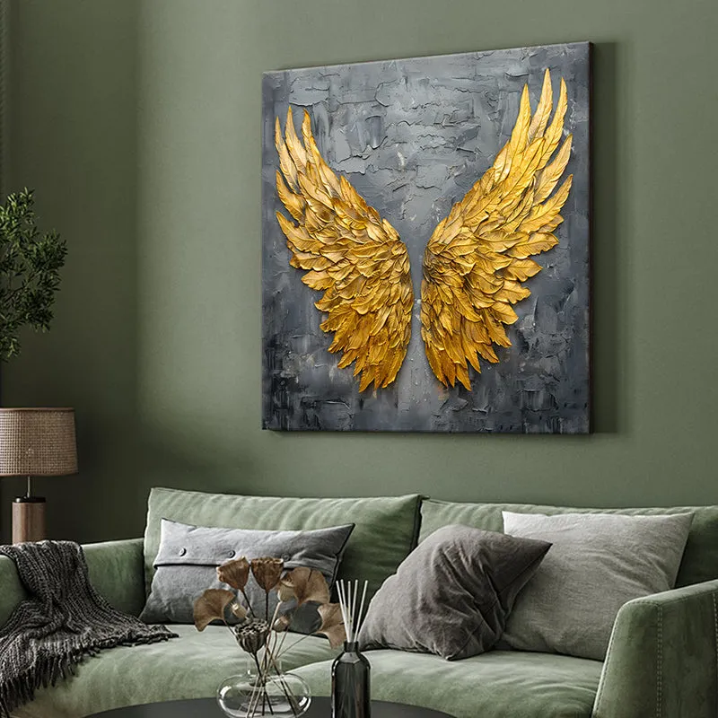 Golden Angel Wings Poly Canvas Wall Painting media 4