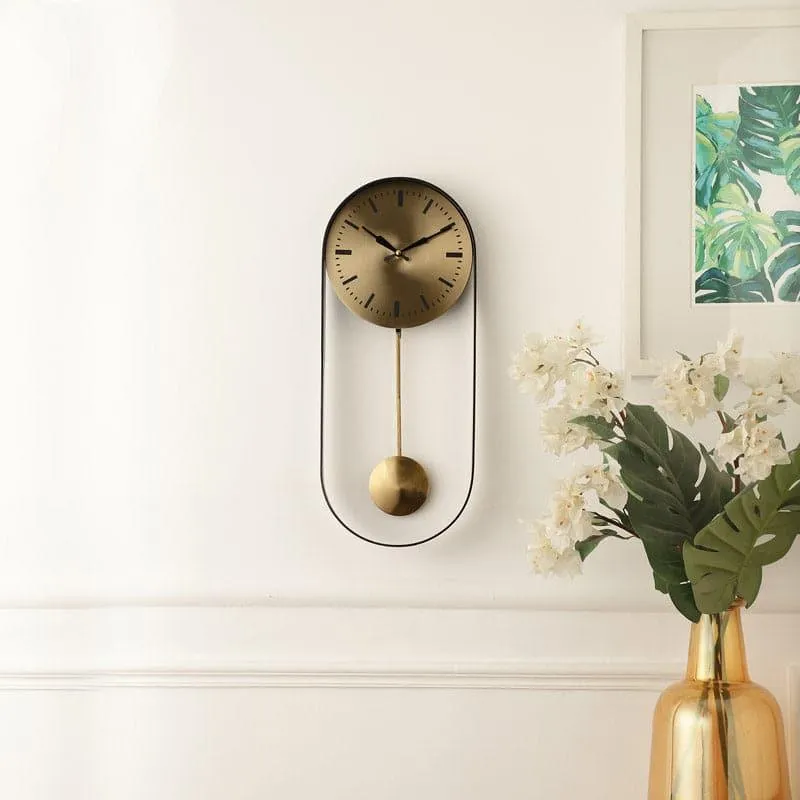 Rectoval Wall Clock - Gold & Black media 1