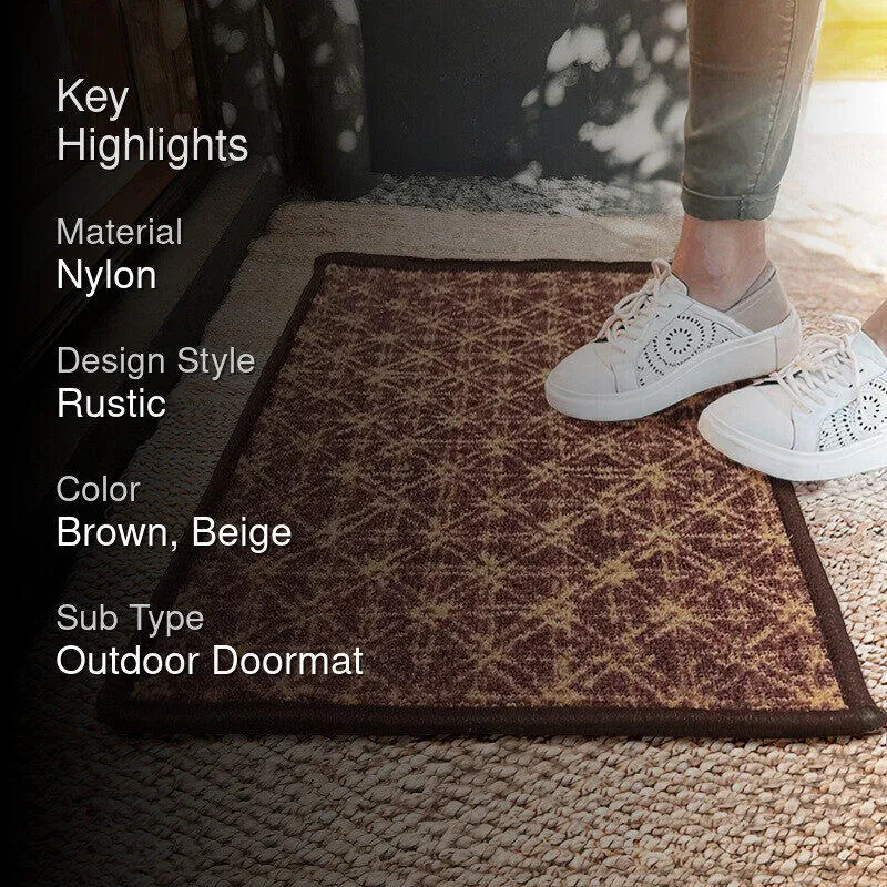 Aster Abstract Nylon Door Mats - Brown,Beige media 2