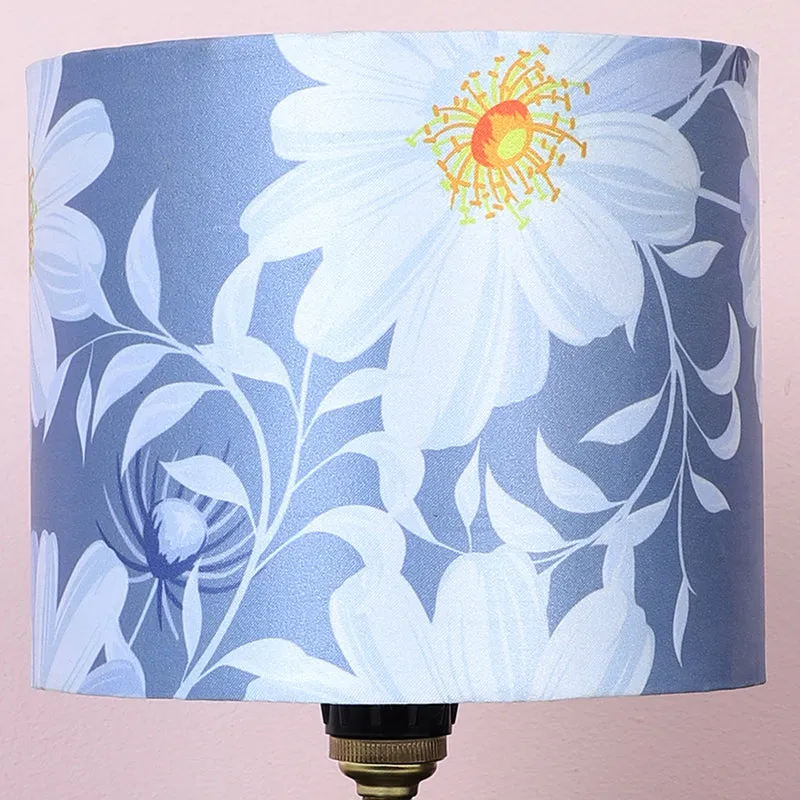 Daisy Blooms Loop Printed Iron Table Lamp - White,Blue,Black media 3