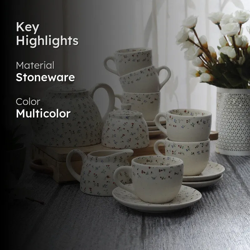 Petalbud Stoneware Tea Pot Set - Fifteen Piece Set media 2