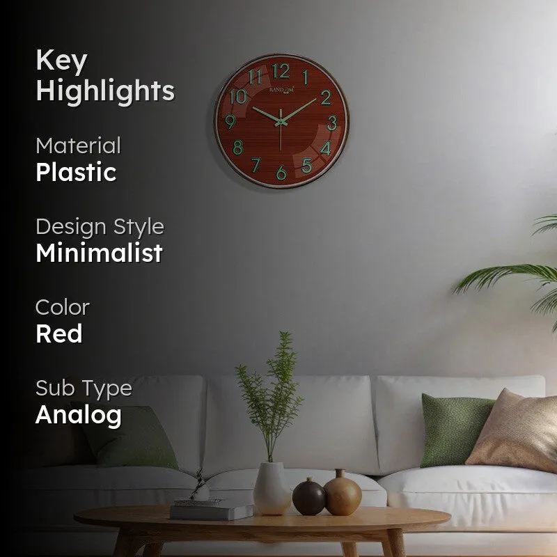 Elvric Round Modern Plastic Wall Clock - Red media 2