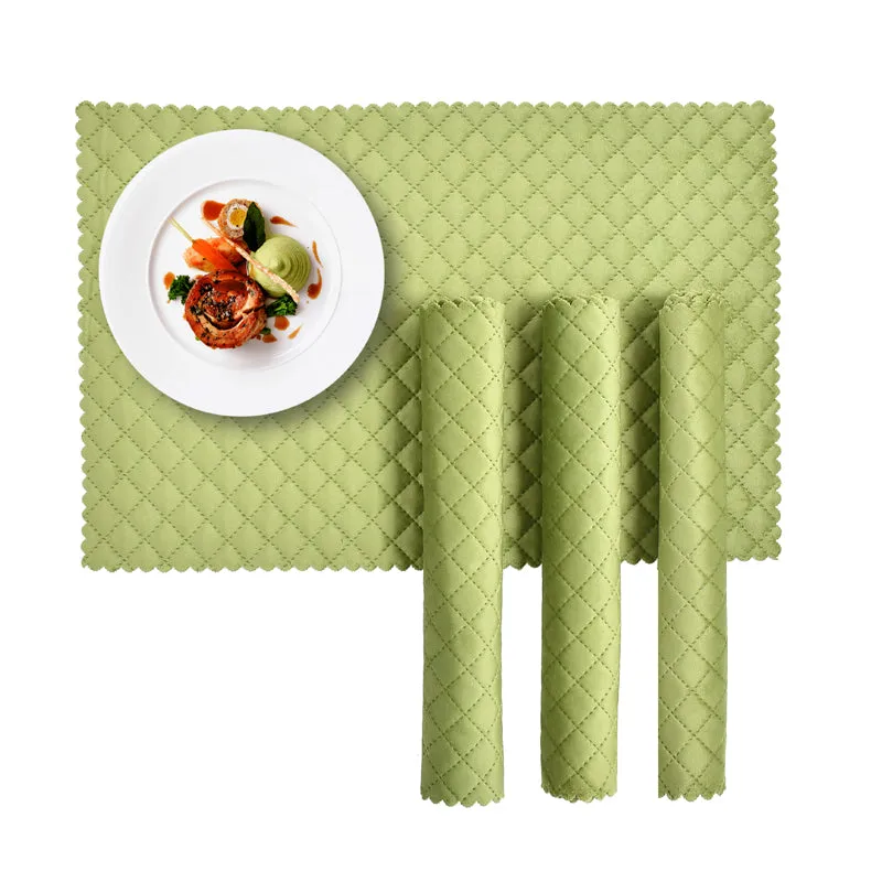 Osric Velvet Quilted Placemat (Light Green) - Set Of Six media 1