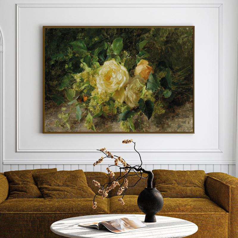 Glow & Bouquet Wood Wall Art With Frame - Black