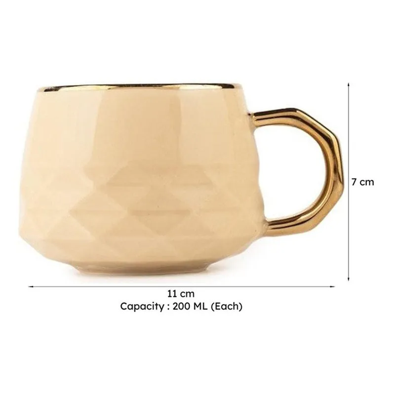 LuxeSip Porcelain Tea Cup (200 mL Each,Brown) - Set Of Six media 9