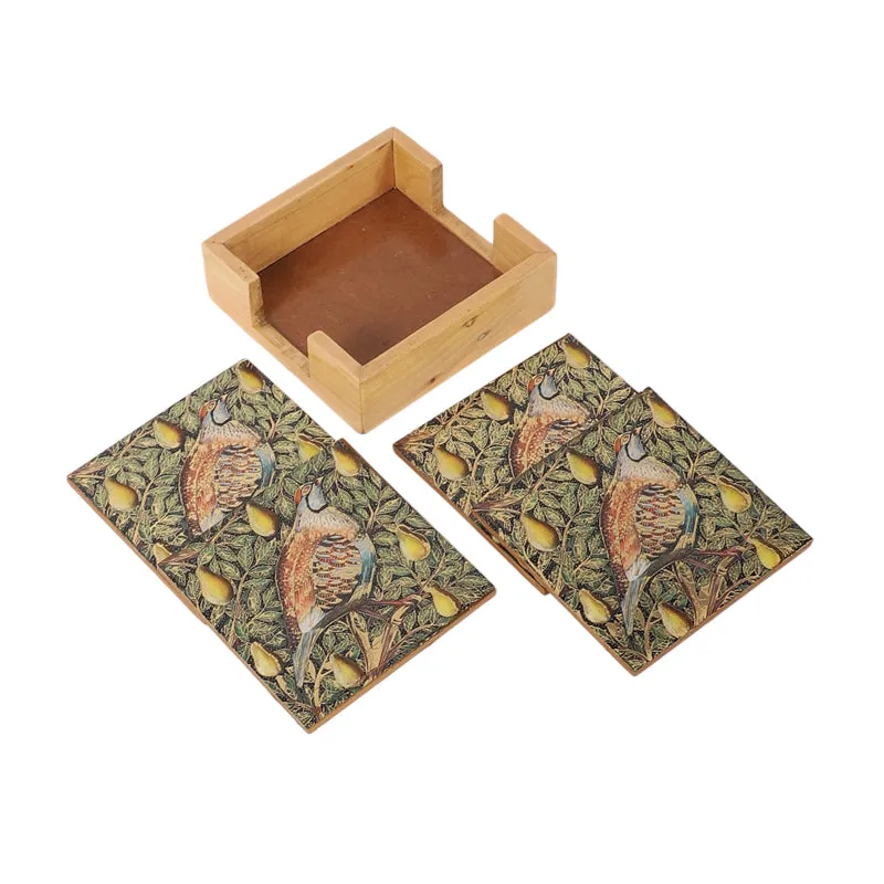 Plumora Wooden Coaster with Stand - Five Piece Set media 4