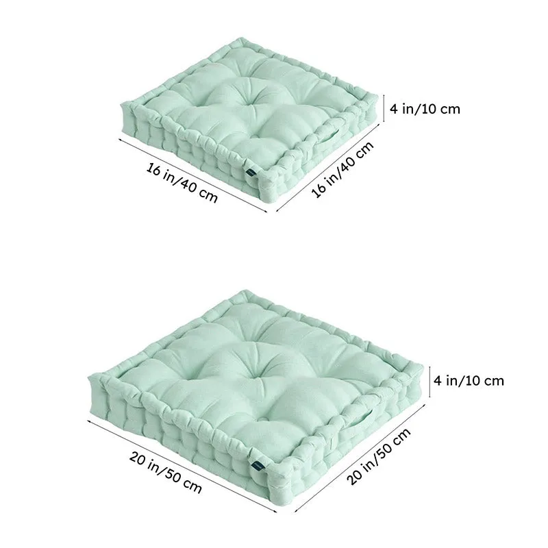 Fluffscape Solid Cotton Floor Cushion (Sage Green) - Set Of Two media 12