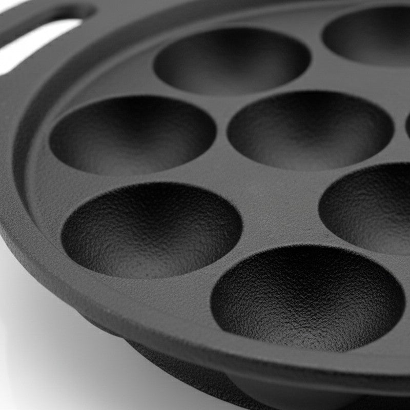 Dotcast Round Cast Iron Paniyaram Pan media 7