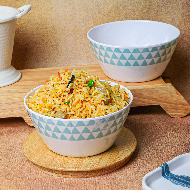 Jisho Melamine Snack Bowl (Aqua/750 mL) - Set Of Two