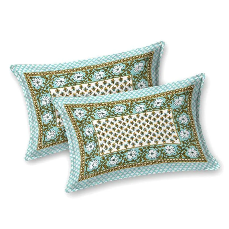 Prerna Ethnic Printed Cotton Bedsheet (Green) - 140 TC media 6