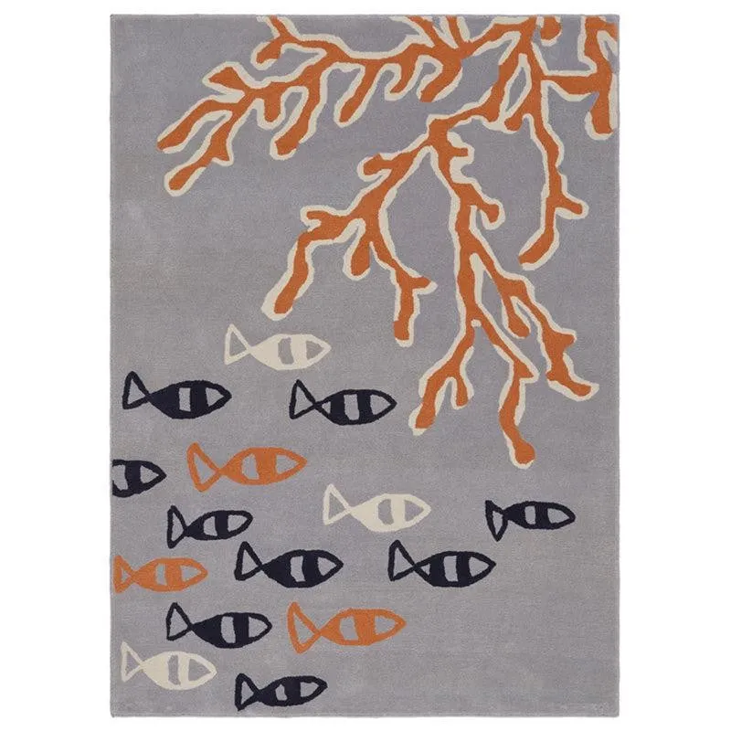 Coral Hand Tufted Cove Kids Wool & Nylon Carpet - Light Blue media 1