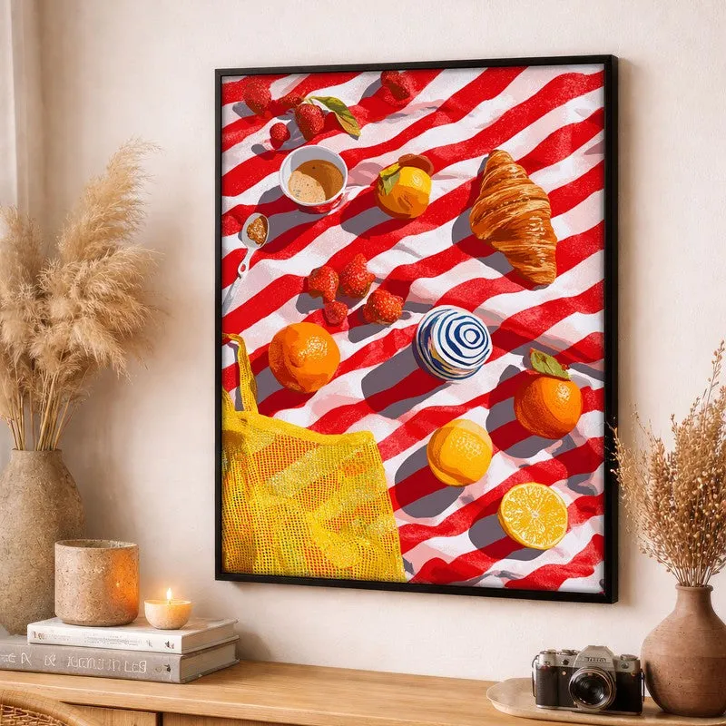 Azure Feast Canvas Wall Painting - Black Frame media 3