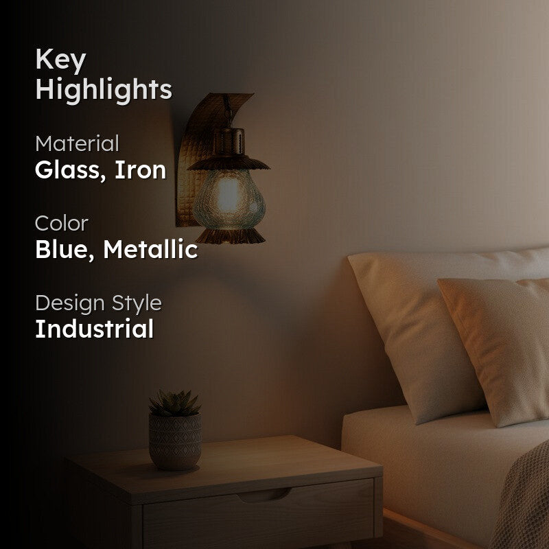 Crackle Blue Iron Wall Lamp media 2