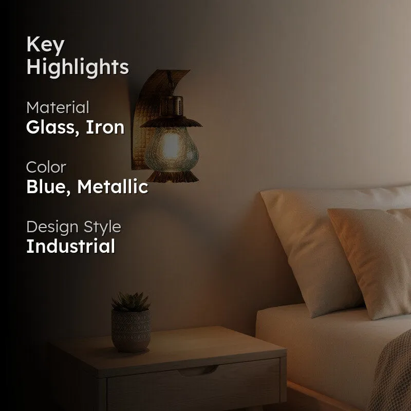 Crackle Blue Iron Wall Lamp media 2