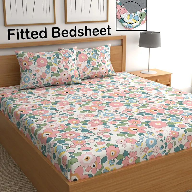 Doodled Blossoms II Fitted Microfiber Microfiber Bedsheet - 150 GSM media 5