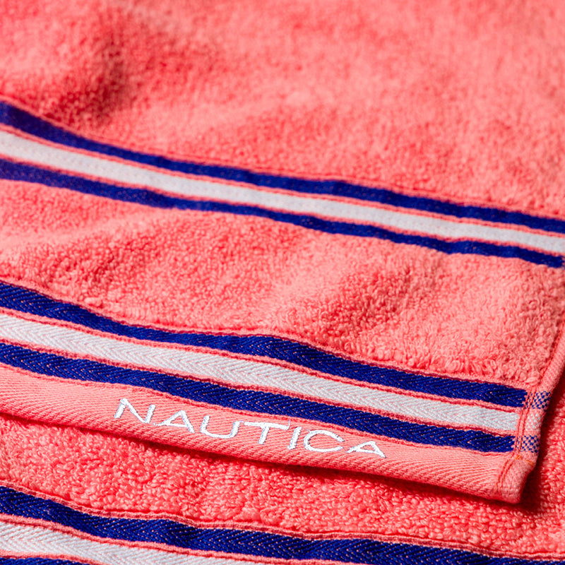 Nautica Dual Down Cotton Bath Towel (Grey & Coral) - Set Of Two media 7