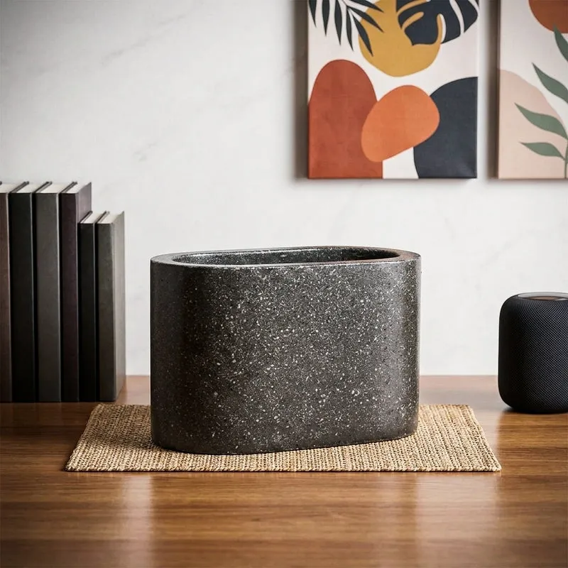 Grey Terrazzo Hand Crafted Marble Planter media 1