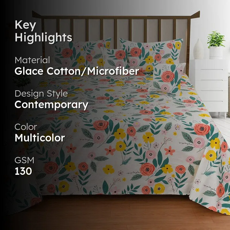 Popping Poppies Floral Quilted Microfiber Bedding Set - Five Piece Set media 2
