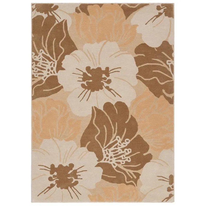 Anrion Hand Tufted Floral Wool & Nylon Carpet - Peach media 1