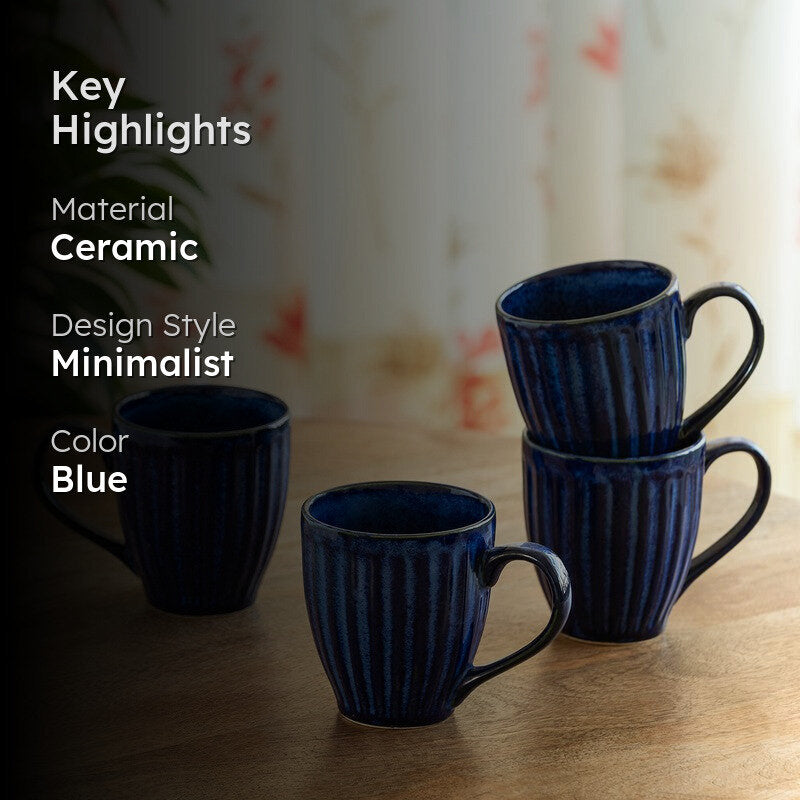 Midnight Ceramic Coffee Mug (260 mL Each) - Set Of Four media 2