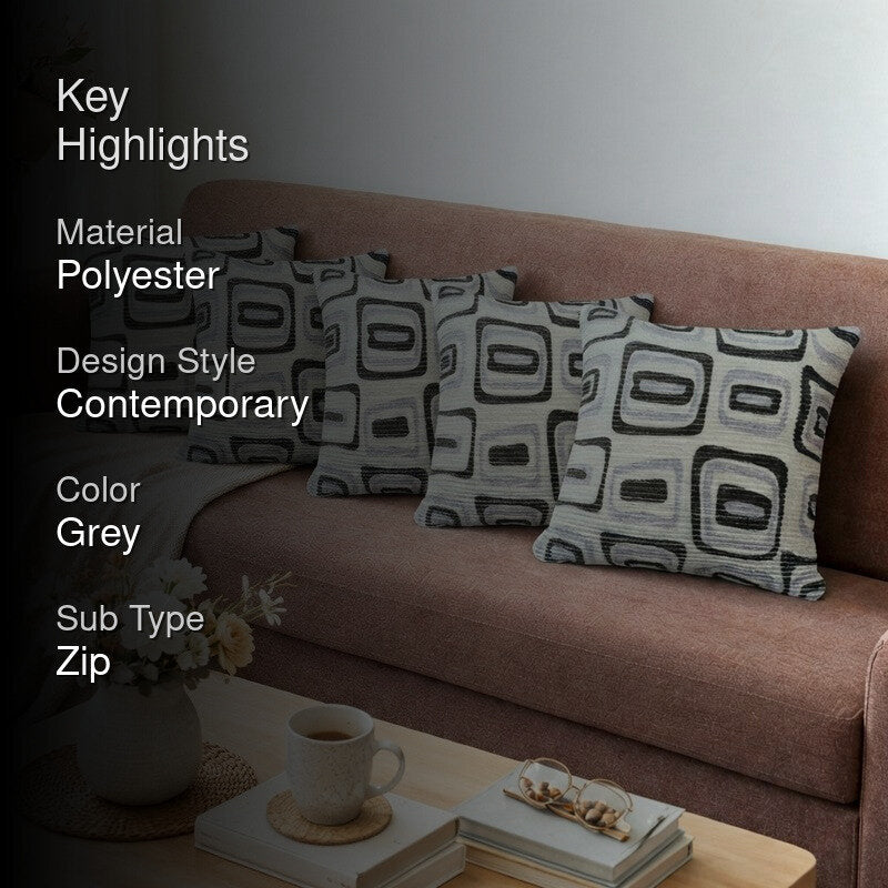 Squarecraft Cushion Cover (Grey) - Set Of Five media 2