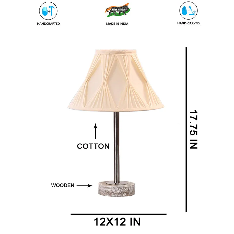 Pleatra Pinch Rodin Wooden Table Lamp - Ivory,Silver,White media 7