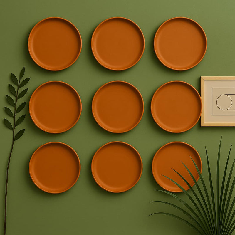 Terrya Handcrafted Terracotta Wall Plate - Set Of Nine