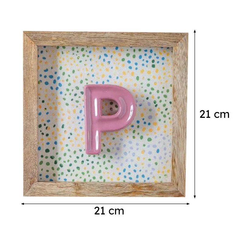 (P) Mini Mottled Mono Ceramic & Wooden Wall Accent - Pink media 5