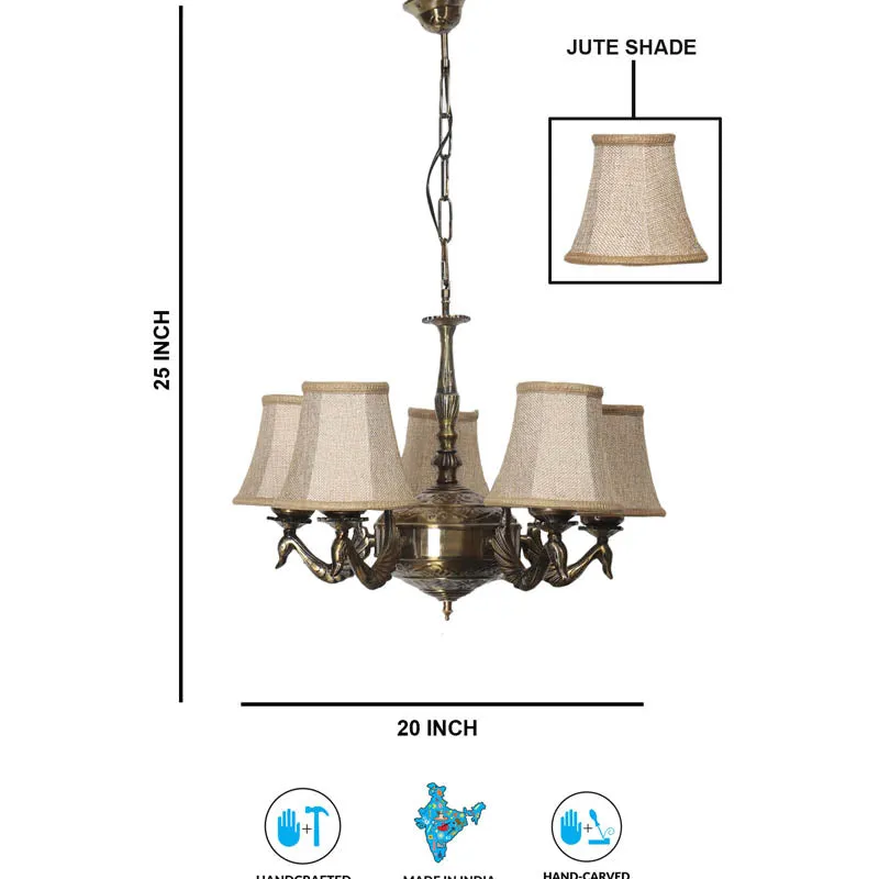Snigdha Conical Golden Antique Ceiling Lamp media 6