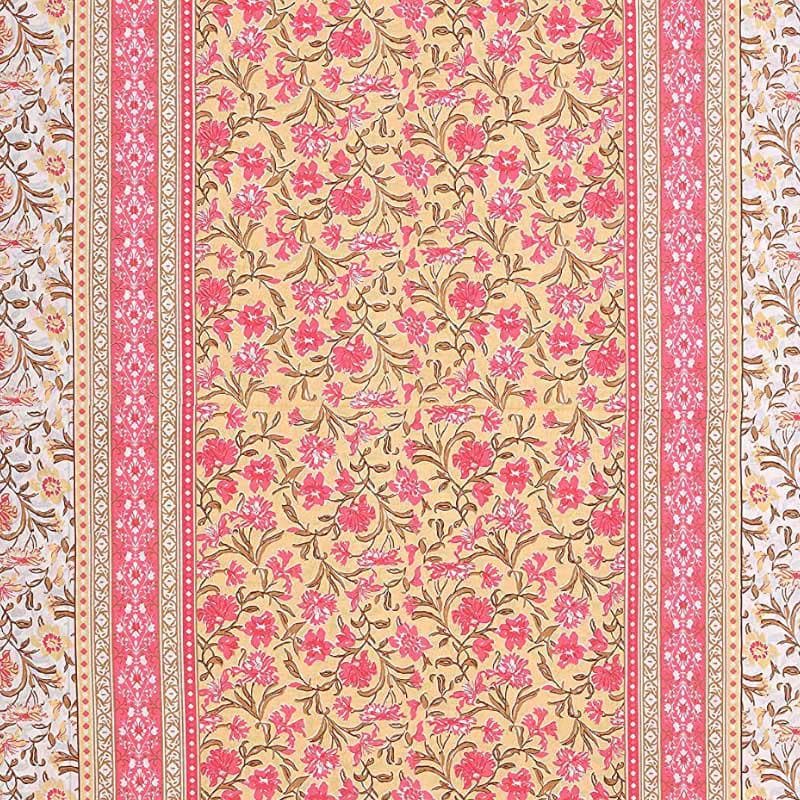 Folk Floral Fiesta Cotton Bedsheet (Orange) - 180 TC media 5