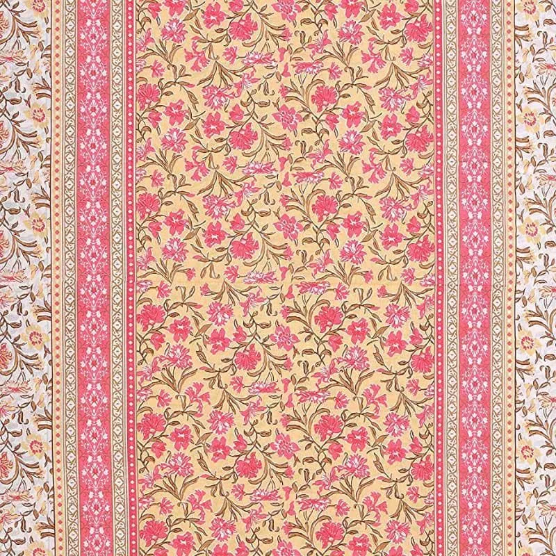 Folk Floral Fiesta Cotton Bedsheet (Orange) - 180 TC media 5