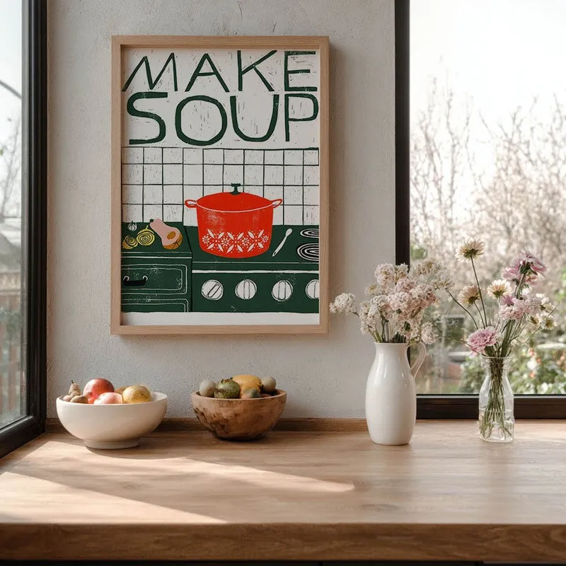 Make Soup Archival Canvas Wall Art - Brown media 6