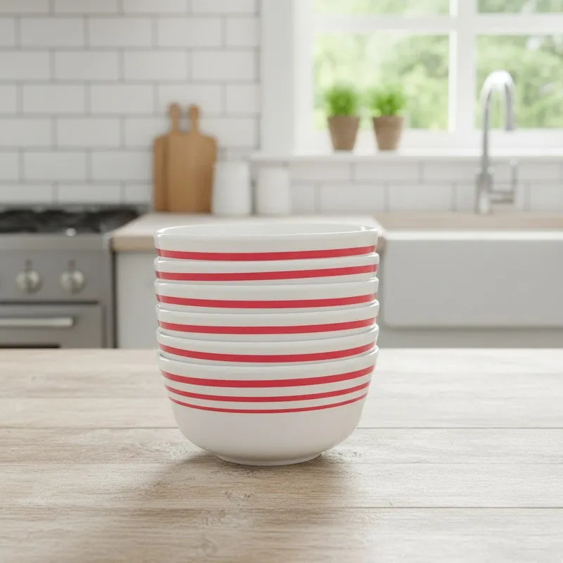 Red Lines Melamine Snack Bowls (300 mL Each) - Set of Six - 3