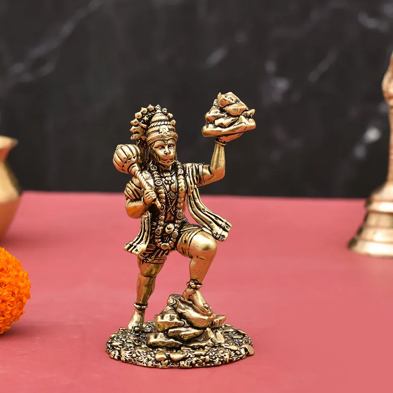 Auspicious Hanuman Brass Idol - Gold media 6