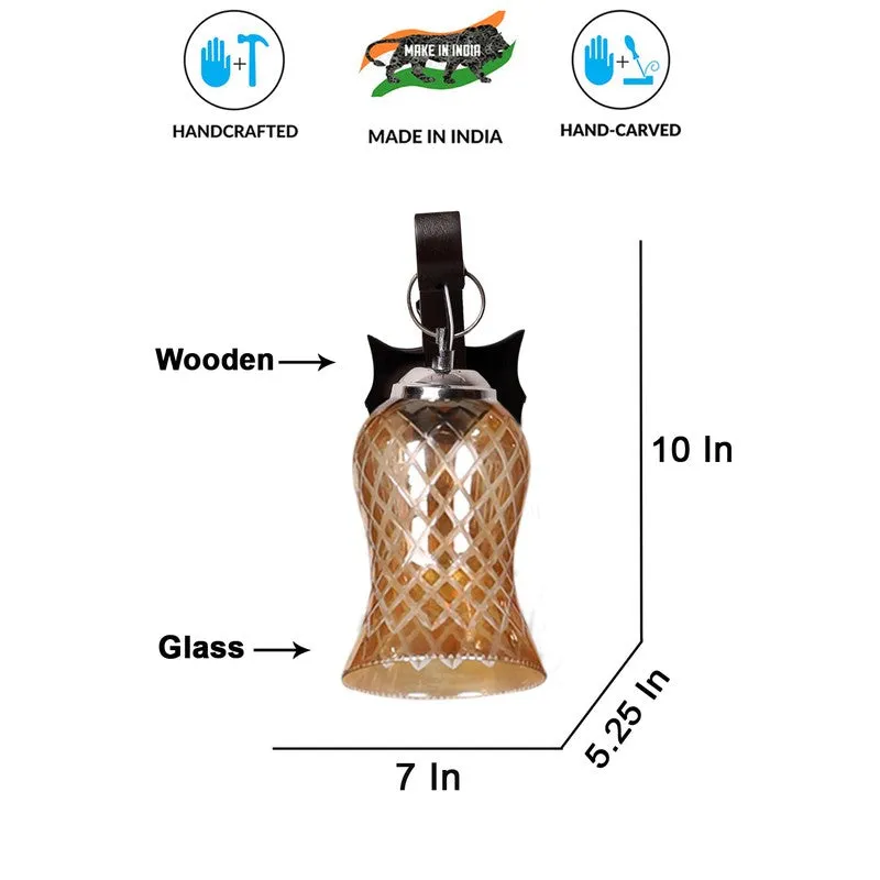 Honey Glow Wavy Amber Glass Wall Lamp media 9