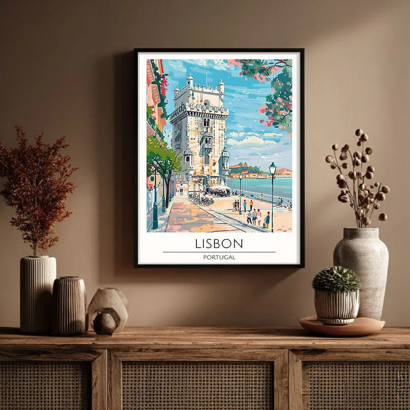 Vintage Lisbon Framed Canvas Wall Painting media 3