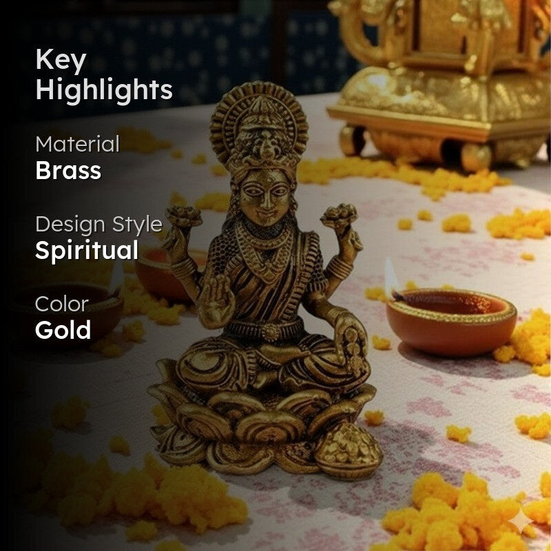 Auspicious Goddess Lakshmi Brass Idol media 2