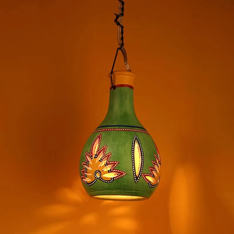 Shahiqa Terracotta Ceiling Lamp - Green media 1