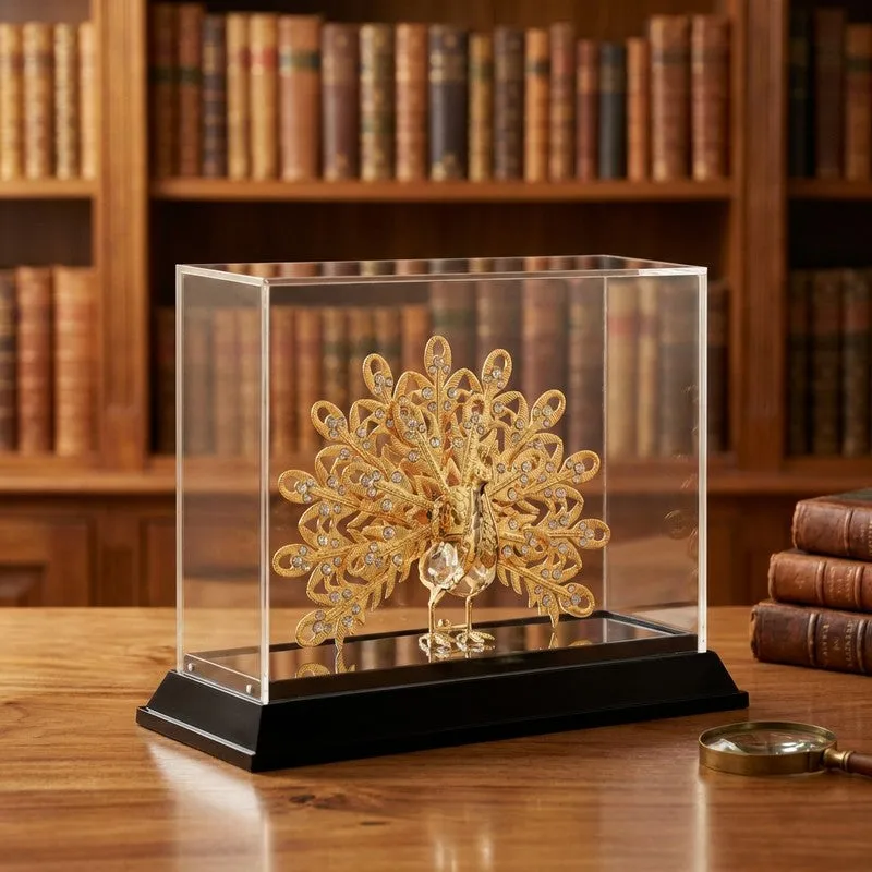 Golden Peacock Splendor 24K Gold Plated Mild Steel Showpiece media 1